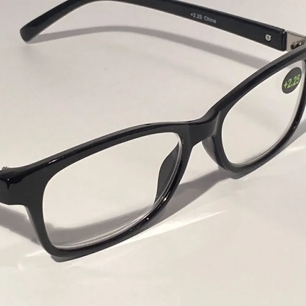 Reading Glasses 2.25 Black Rectangular Frames Readers NWT